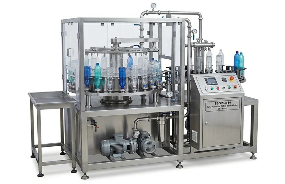 Semi-Automatic Rotary Bottle Washing Machine